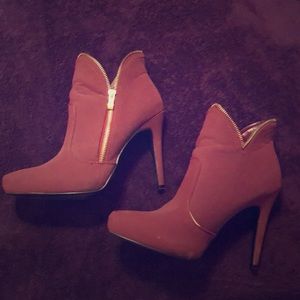 Maroon heel booties